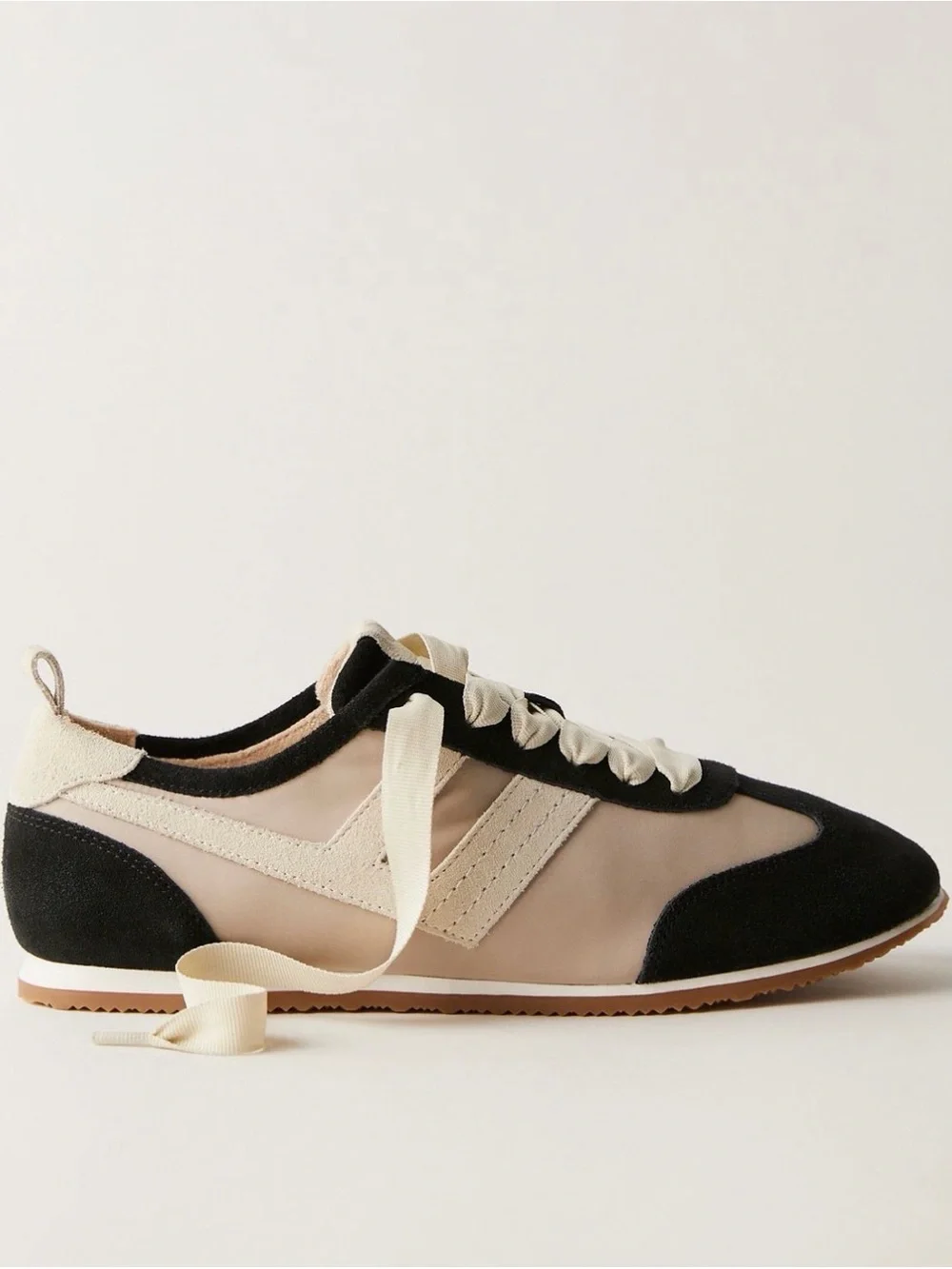 Free People Aces Black and Cream Lace-Up Women's Sneakers 7.5